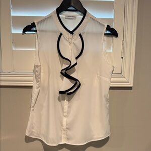 Calvin Klein White Blouse with Black Accents